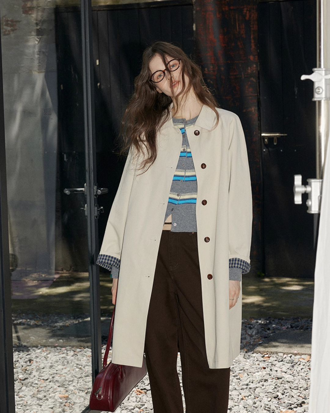 Paid Collar Long Coat Paid Collar Long Coat