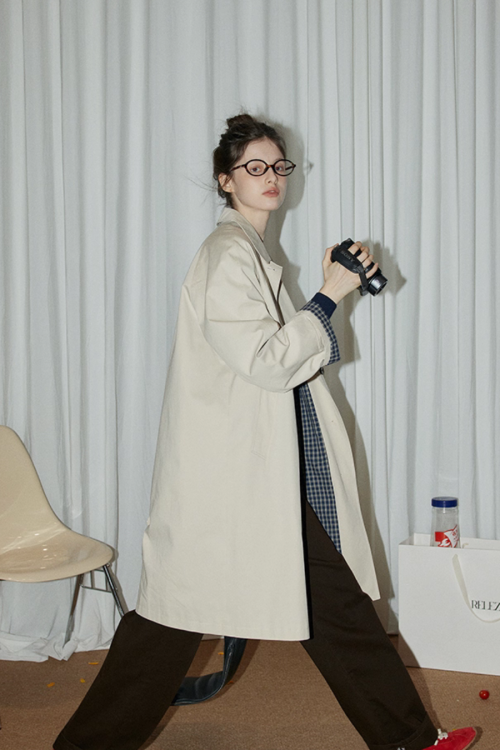 Paid Collar Long Coat