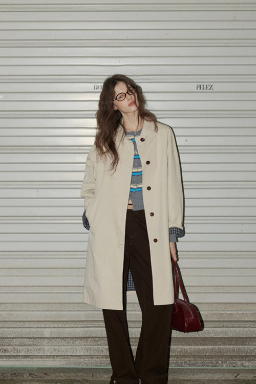 Paid Collar Long Coat