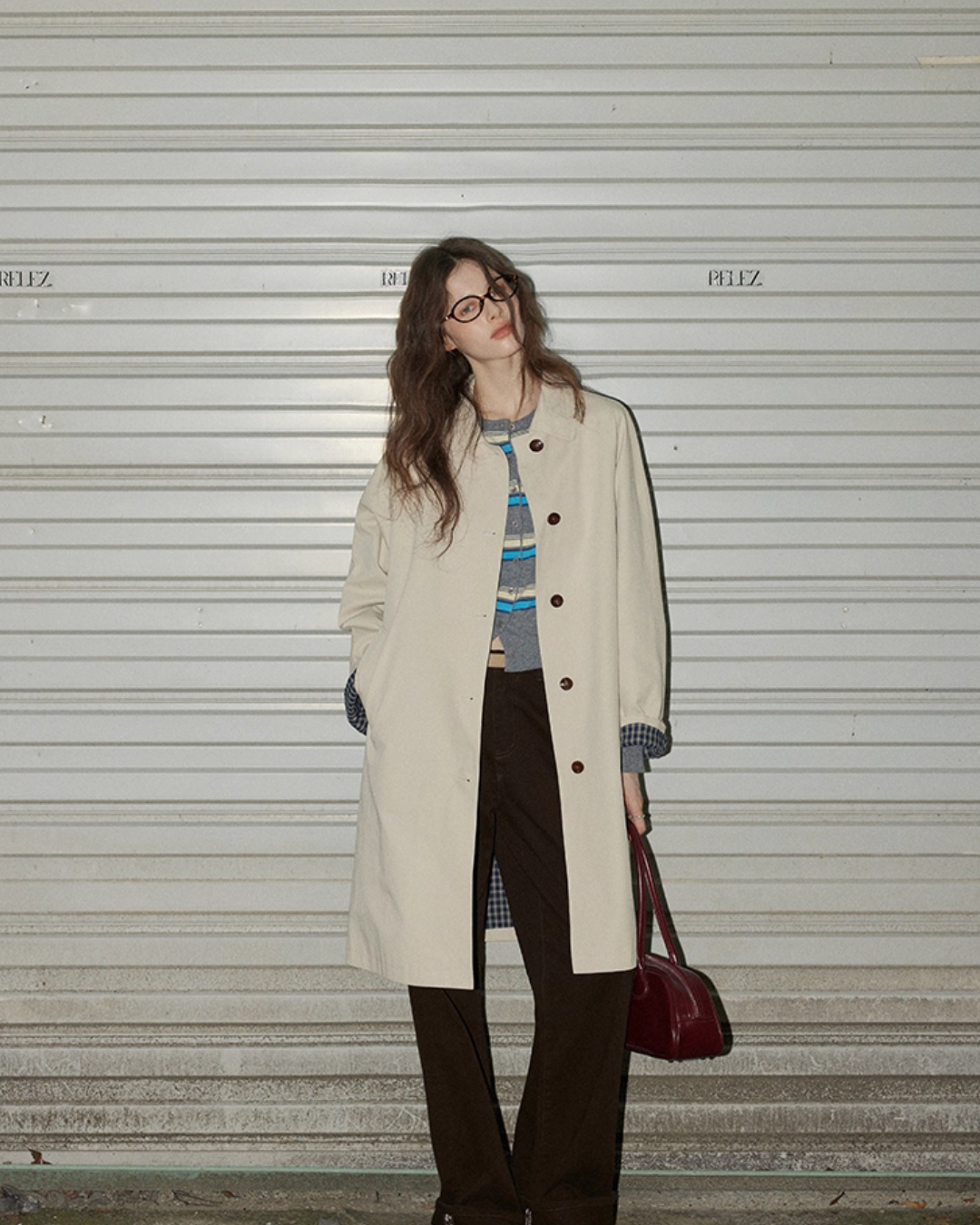 Paid Collar Long Coat Paid Collar Long Coat