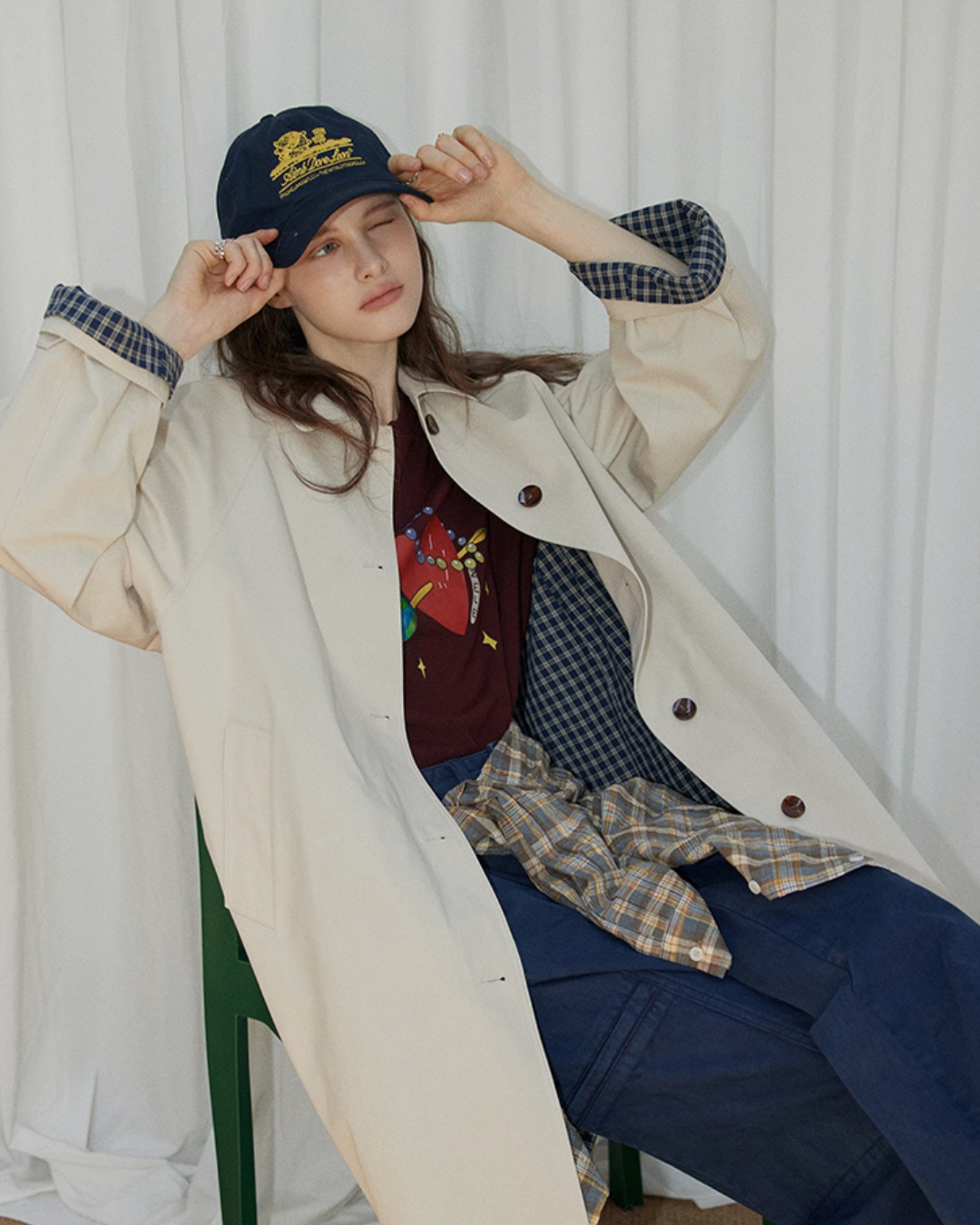 Paid Collar Long Coat Paid Collar Long Coat