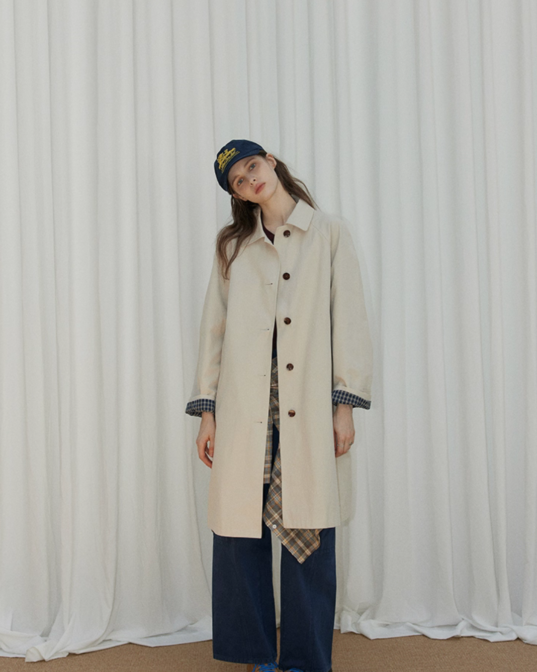 Paid Collar Long Coat Paid Collar Long Coat