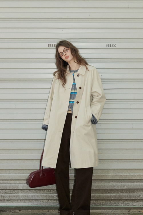 Paid Collar Long Coat