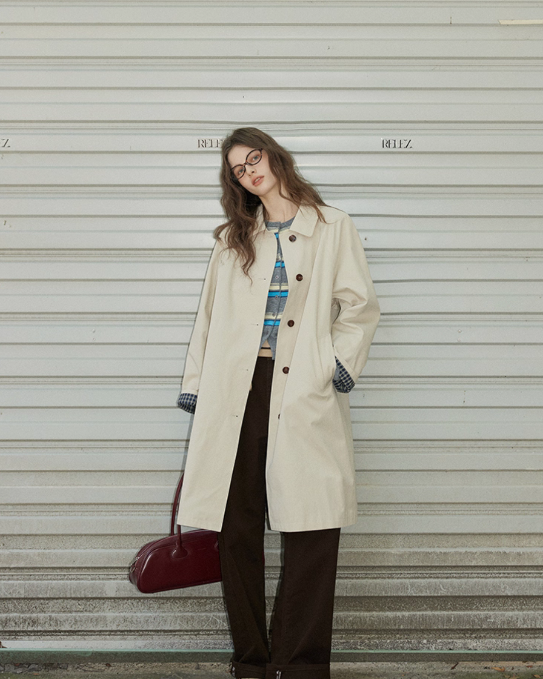 Paid Collar Long Coat Paid Collar Long Coat