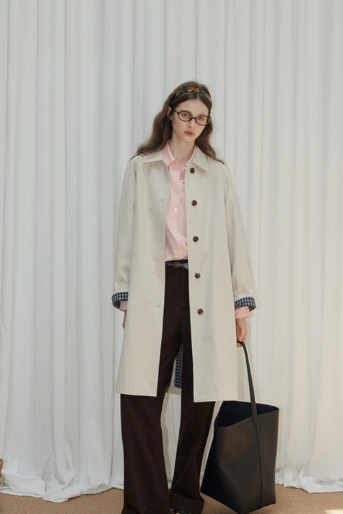 Paid Collar Long Coat