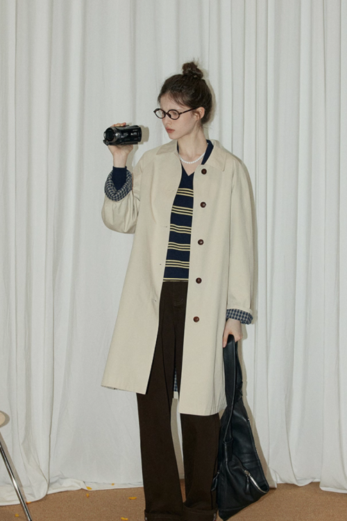 Paid Collar Long Coat