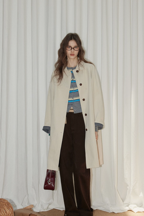 Paid Collar Long Coat