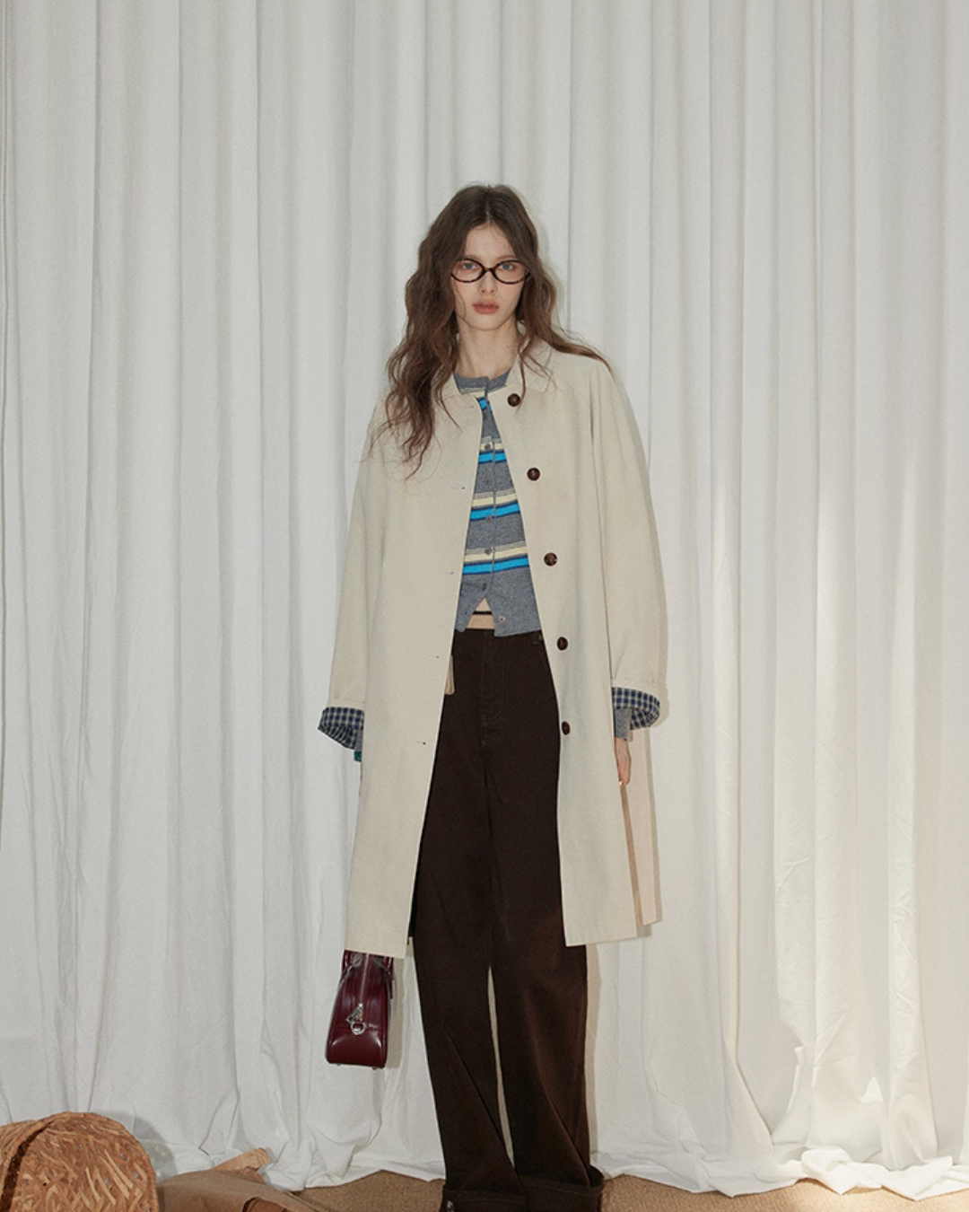 Paid Collar Long Coat Paid Collar Long Coat