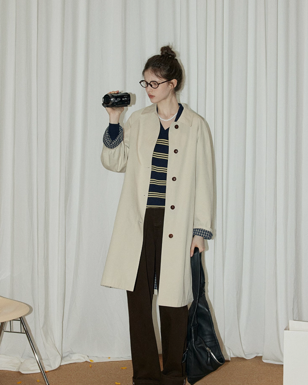 Paid Collar Long Coat Paid Collar Long Coat