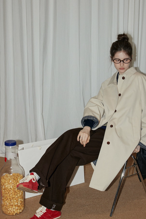 Paid Collar Long Coat