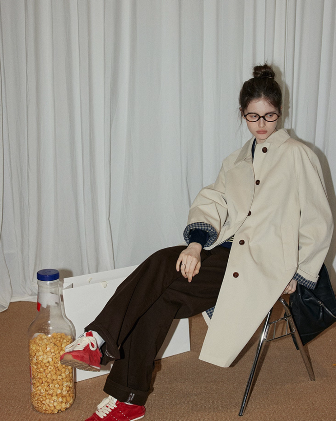 Paid Collar Long Coat Paid Collar Long Coat