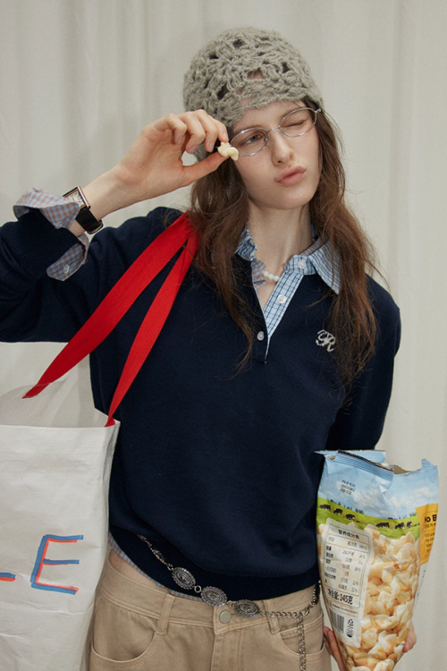 Paid Collar Long Sleeve Shirt