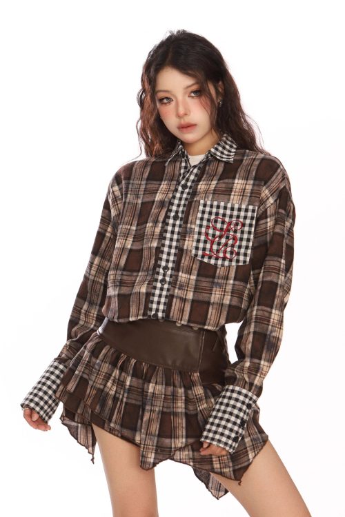 Paid × Gingham Check Shirt / Tiered Mini Skirt