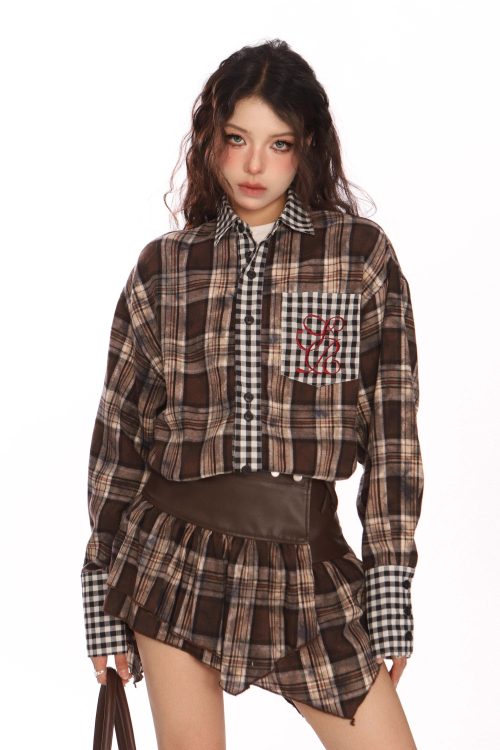 Paid × Gingham Check Shirt / Tiered Mini Skirt