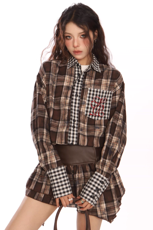 Paid × Gingham Check Shirt / Tiered Mini Skirt