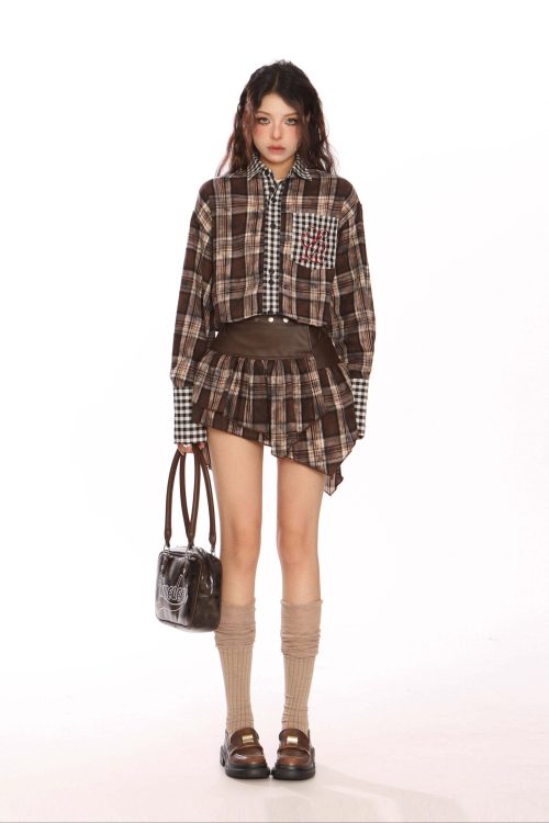 Paid × Gingham Check Shirt / Tiered Mini Skirt