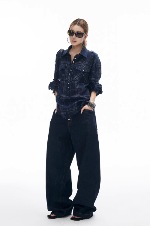 Paid Loose Long-Sleeve Shirt