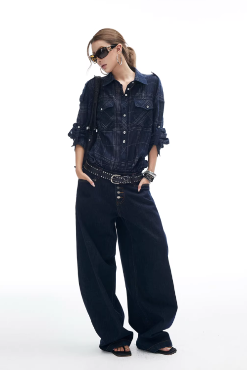 Paid Loose Long-Sleeve Shirt