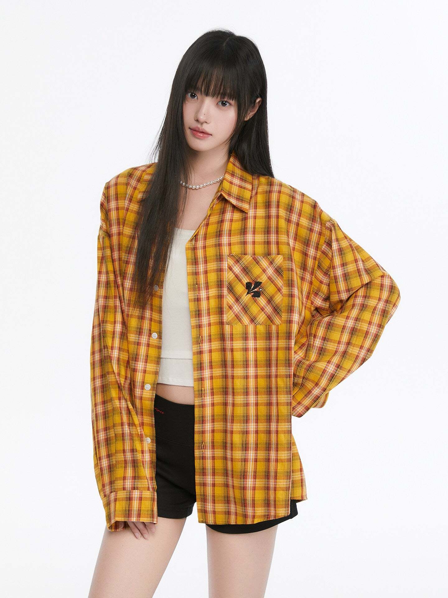 Paid Loose Long-Sleeve Shirt / Washed Straight Jeans Paid Loose Long-Sleeve Shirt / Washed Straight Jeans