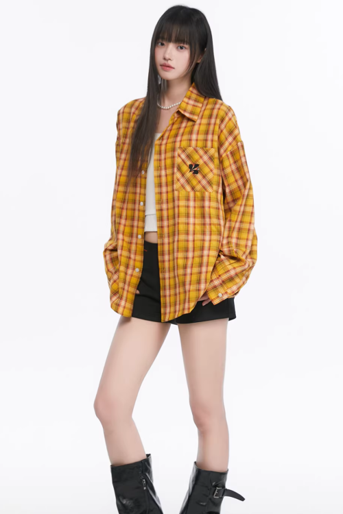 Paid Loose Long-Sleeve Shirt / Washed Straight Jeans