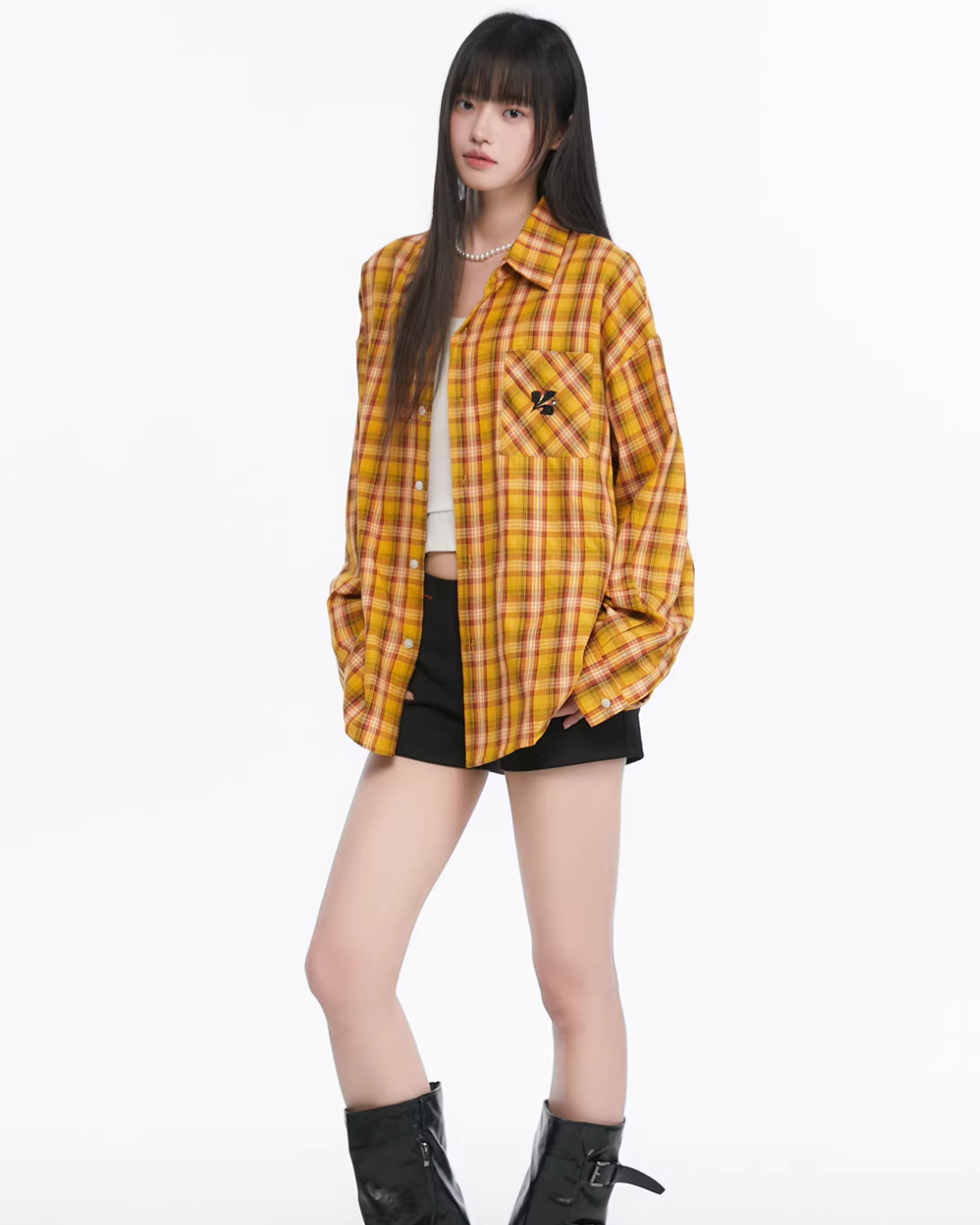 Paid Loose Long-Sleeve Shirt / Washed Straight Jeans Paid Loose Long-Sleeve Shirt / Washed Straight Jeans