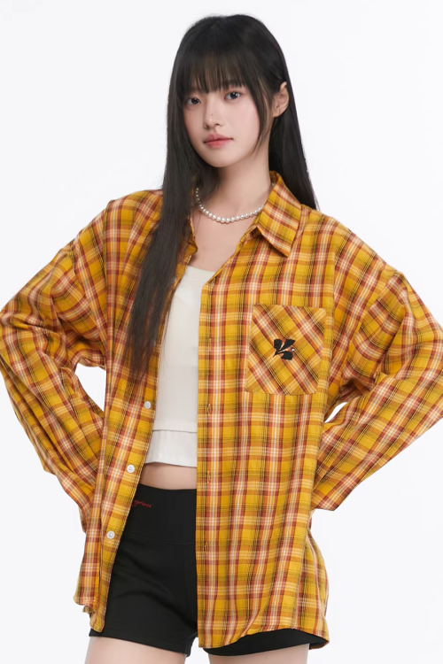 Paid Loose Long-Sleeve Shirt / Washed Straight Jeans