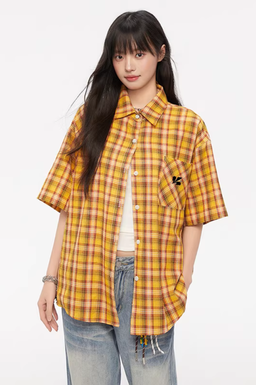 Paid Loose Long-Sleeve Shirt / Washed Straight Jeans