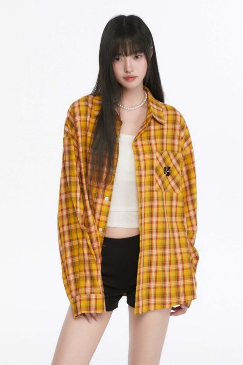 Paid Loose Long-Sleeve Shirt / Washed Straight Jeans