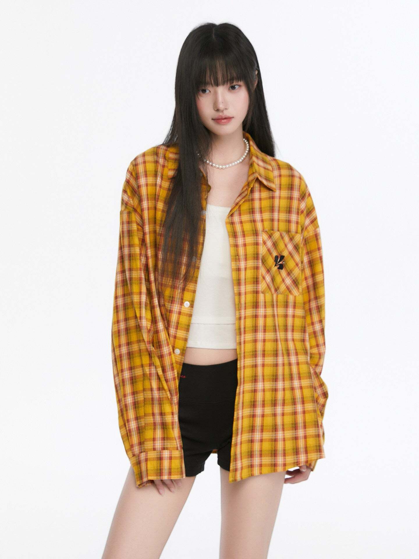 Paid Loose Long-Sleeve Shirt / Washed Straight Jeans Paid Loose Long-Sleeve Shirt / Washed Straight Jeans