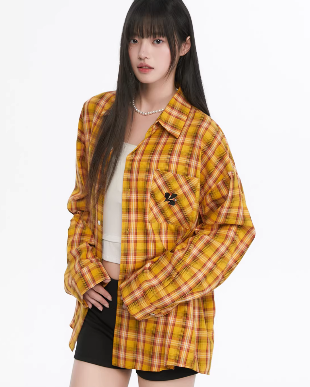 Paid Loose Long-Sleeve Shirt / Washed Straight Jeans Paid Loose Long-Sleeve Shirt / Washed Straight Jeans