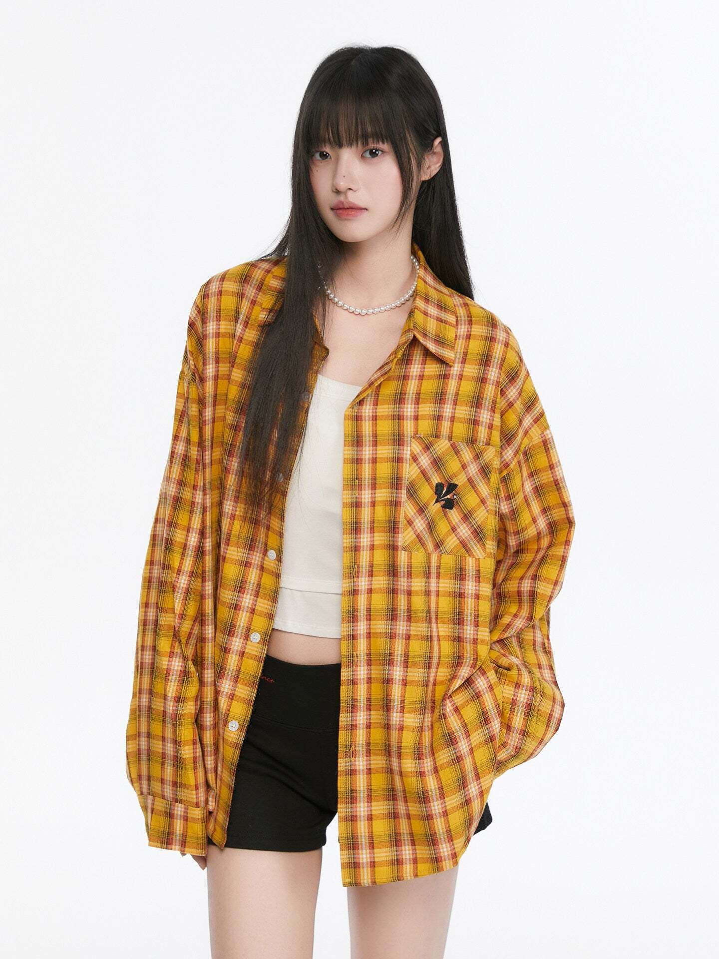 Paid Loose Long-Sleeve Shirt / Washed Straight Jeans Paid Loose Long-Sleeve Shirt / Washed Straight Jeans