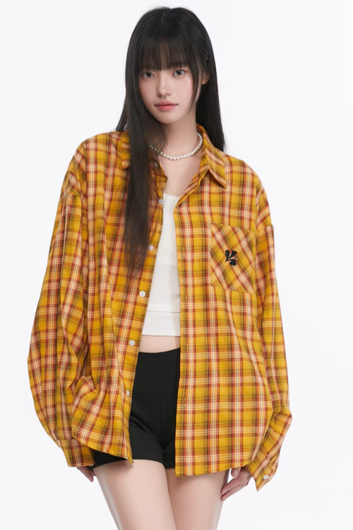 Paid Loose Long-Sleeve Shirt / Washed Straight Jeans