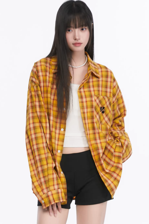 Paid Loose Long-Sleeve Shirt / Washed Straight Jeans