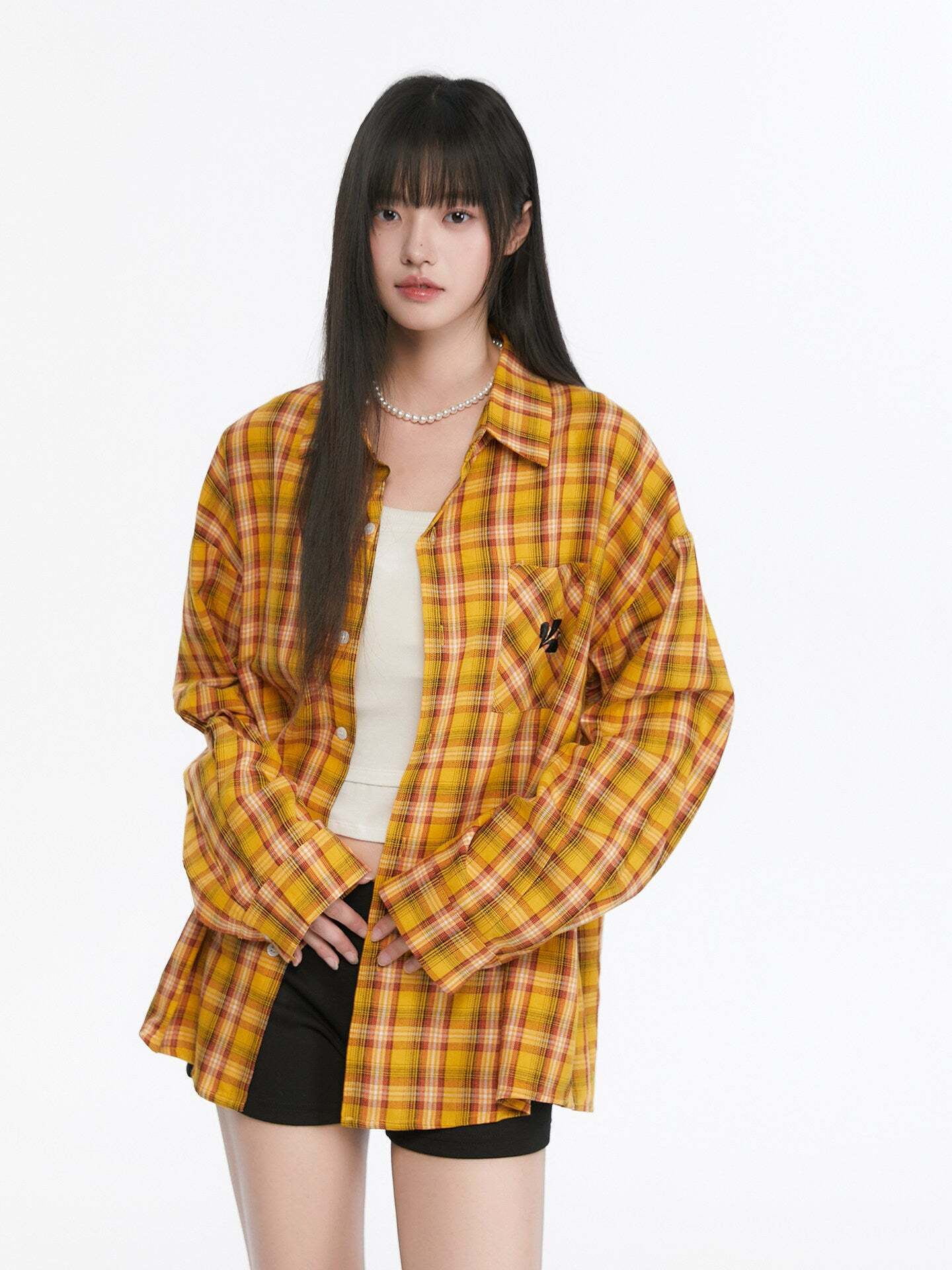 Paid Loose Long-Sleeve Shirt / Washed Straight Jeans Paid Loose Long-Sleeve Shirt / Washed Straight Jeans