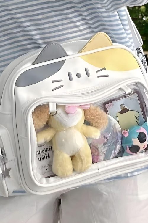 Pastel Cat Ita Shoulder Bag for Pin Display