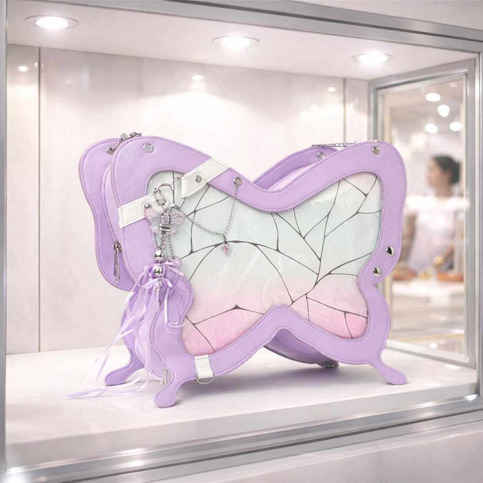 Pastel Convertible Bag with Clear Window for Pin Display Pastel Convertible Bag with Clear Window for Pin Display