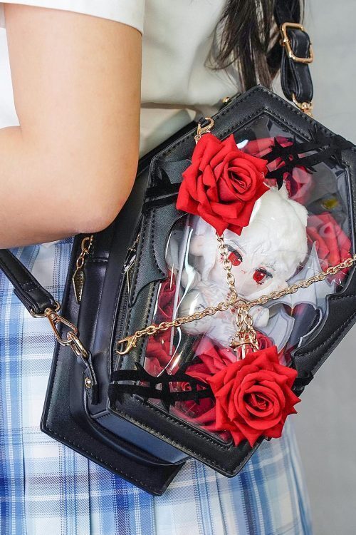 Pastel Gothic Ita Crossbody Bag with Clear Window for Pin Display
