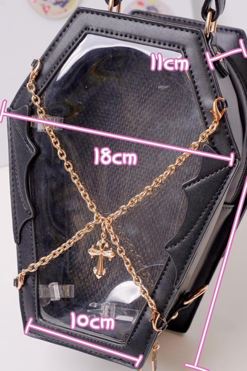 Pastel Gothic Ita Crossbody Bag with Clear Window for Pin Display