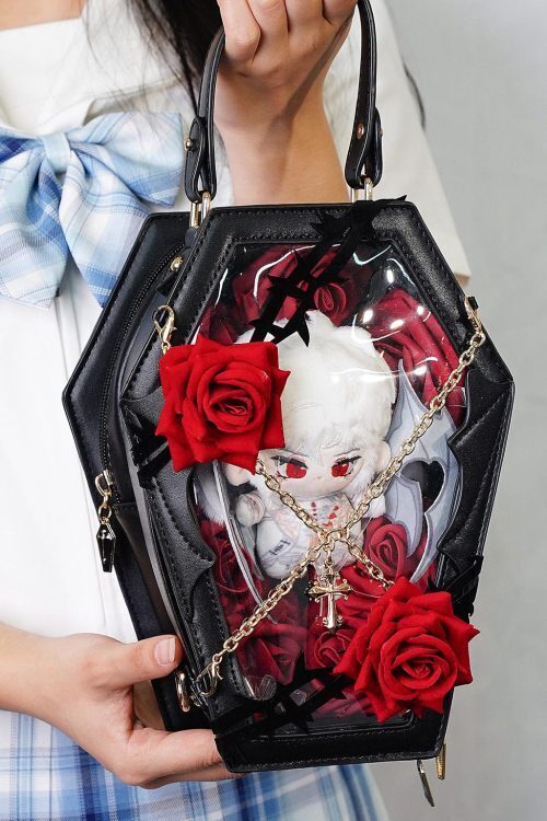 Pastel Gothic Ita Crossbody Bag with Clear Window for Pin Display