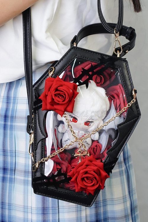 Pastel Gothic Ita Crossbody Bag with Clear Window for Pin Display
