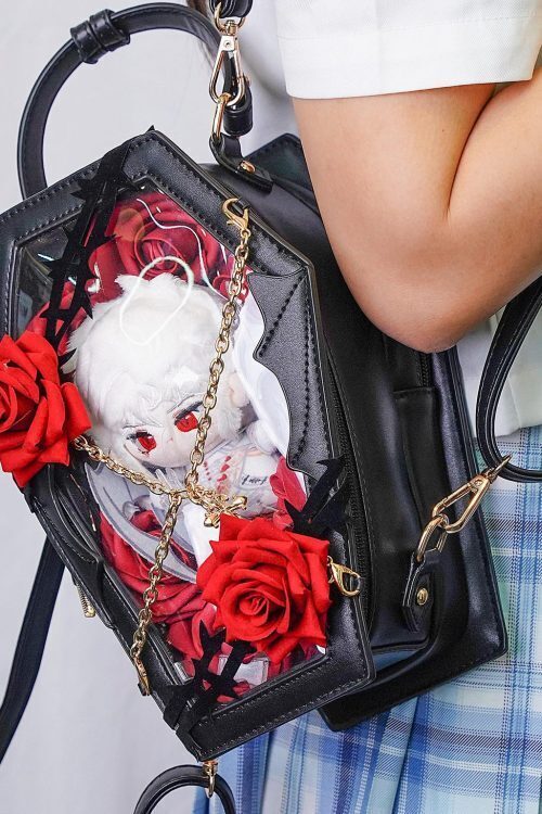 Pastel Gothic Ita Crossbody Bag with Clear Window for Pin Display