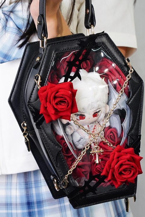 Pastel Gothic Ita Crossbody Bag with Clear Window for Pin Display