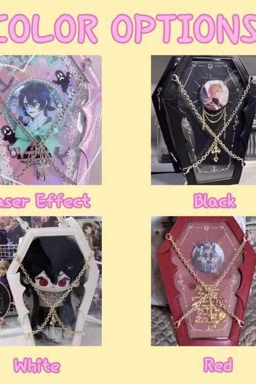 Pastel Gothic Ita Crossbody Bag with Clear Window for Pin Display
