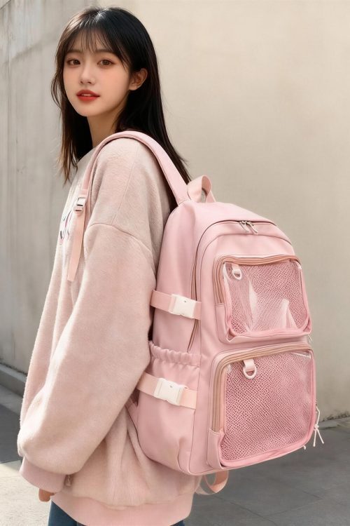 Pastel Ita Tote Bag with Clear Window for Pin Display