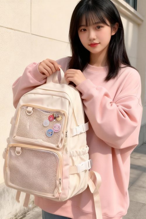 Pastel Ita Tote Bag with Clear Window for Pin Display