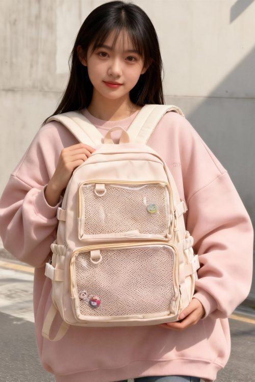 Pastel Ita Tote Bag with Clear Window for Pin Display