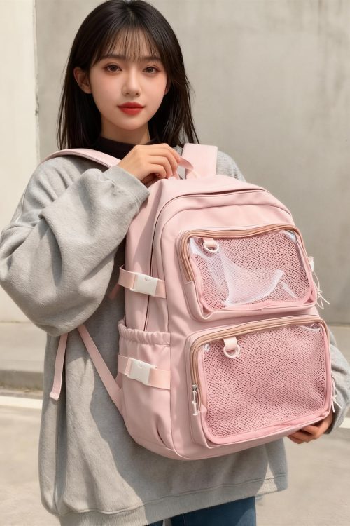 Pastel Ita Tote Bag with Clear Window for Pin Display