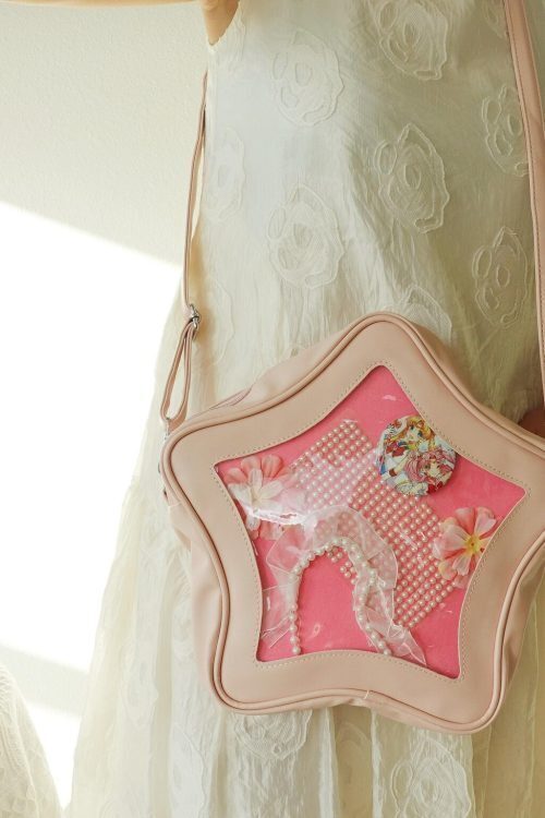 Pastel Kawaii Convertible Ita Bag with Clear Window for Plushies and Pins