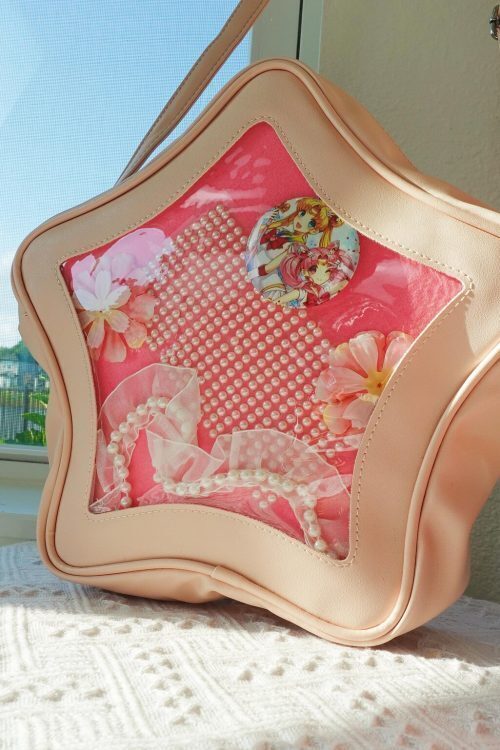 Pastel Kawaii Convertible Ita Bag with Clear Window for Plushies and Pins