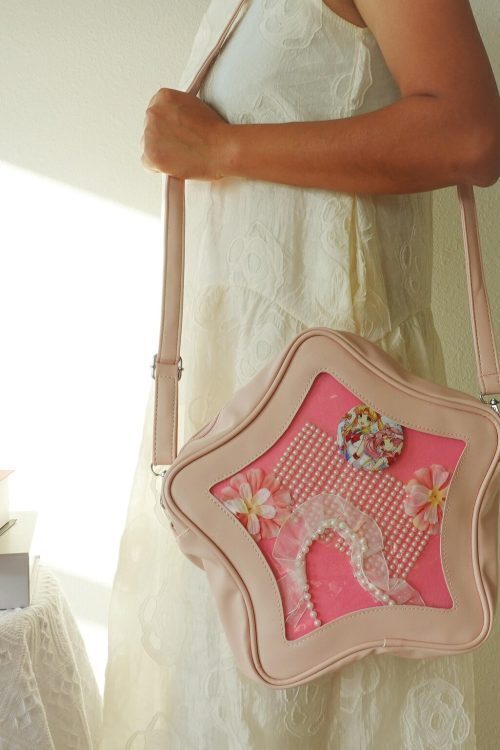 Pastel Kawaii Convertible Ita Bag with Clear Window for Plushies and Pins